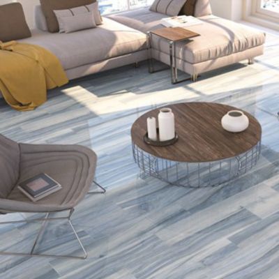 wood look tile floors in a Colorado living room